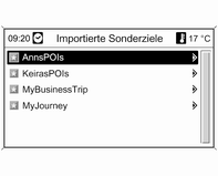 Nachdem ein Untermenü ausgewählt