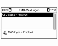 Eine TMC-Verkehrsmeldung auswählen,