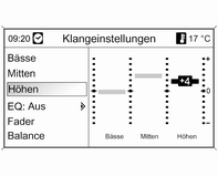 Bässe, Mitten oder Höhen auswählen.