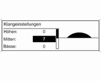 Bässe:, Mitten: oder Höhen: auswählen.